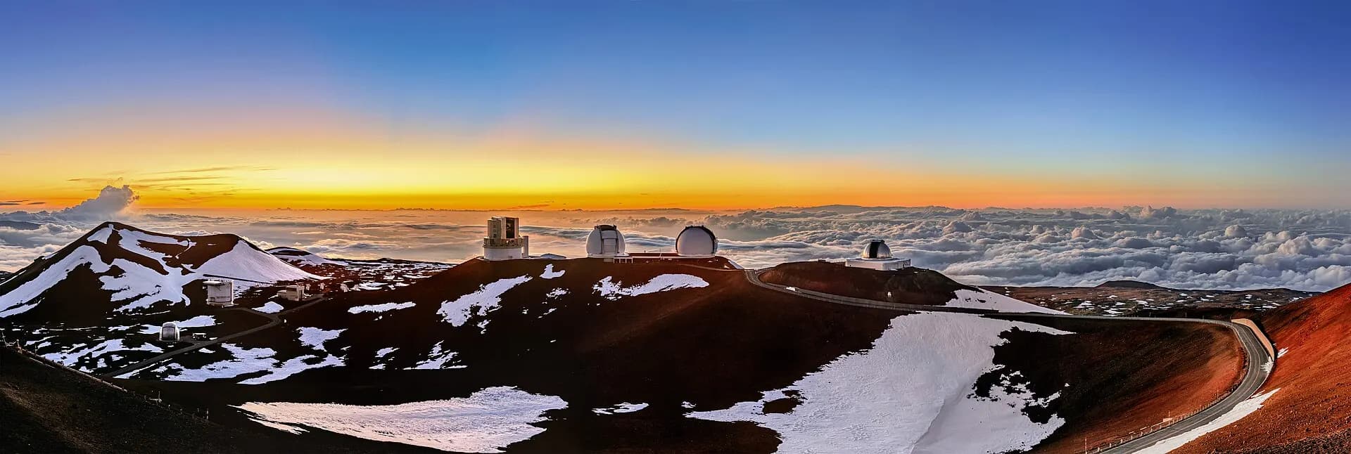 A Snowy Sunset at Maunakea (Summit-Ridge-Sunset-Megapan-CC2)