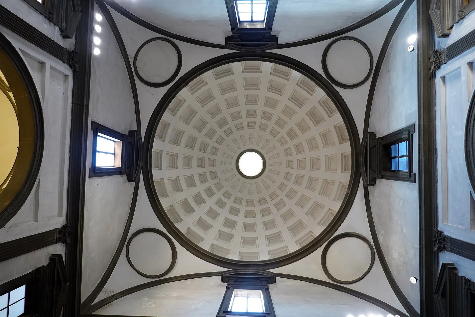 Interior of domed ceiling of the Medici Chapel (New Sacristy), designed by Michelangelo, Florence (48768687342)