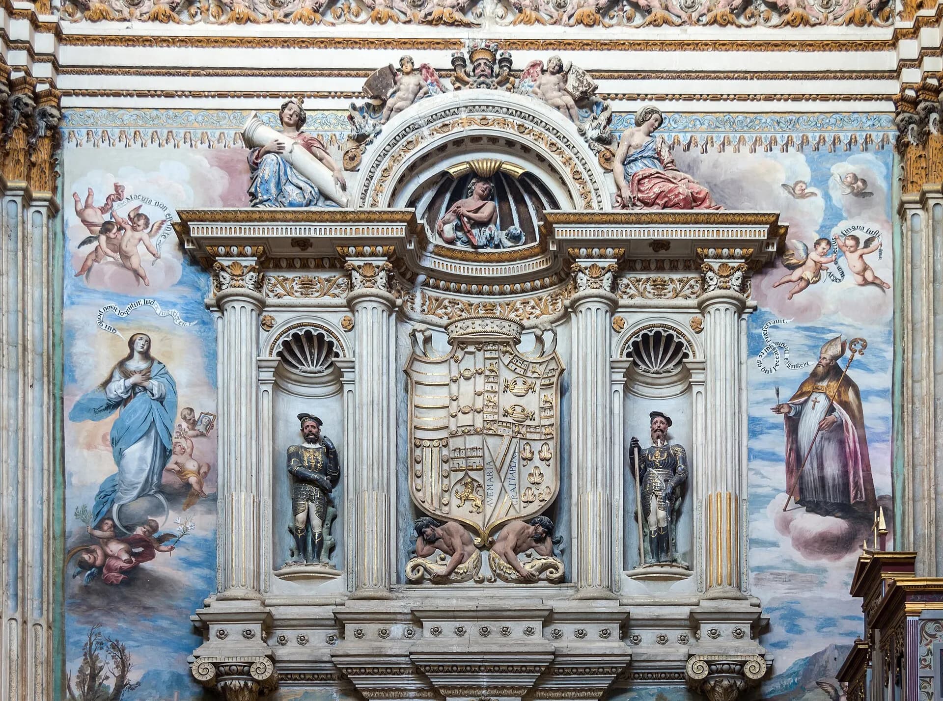 Coat of arms of Gran Capitan Monastery San Hieronimo, Granada, Andalusia, Spain