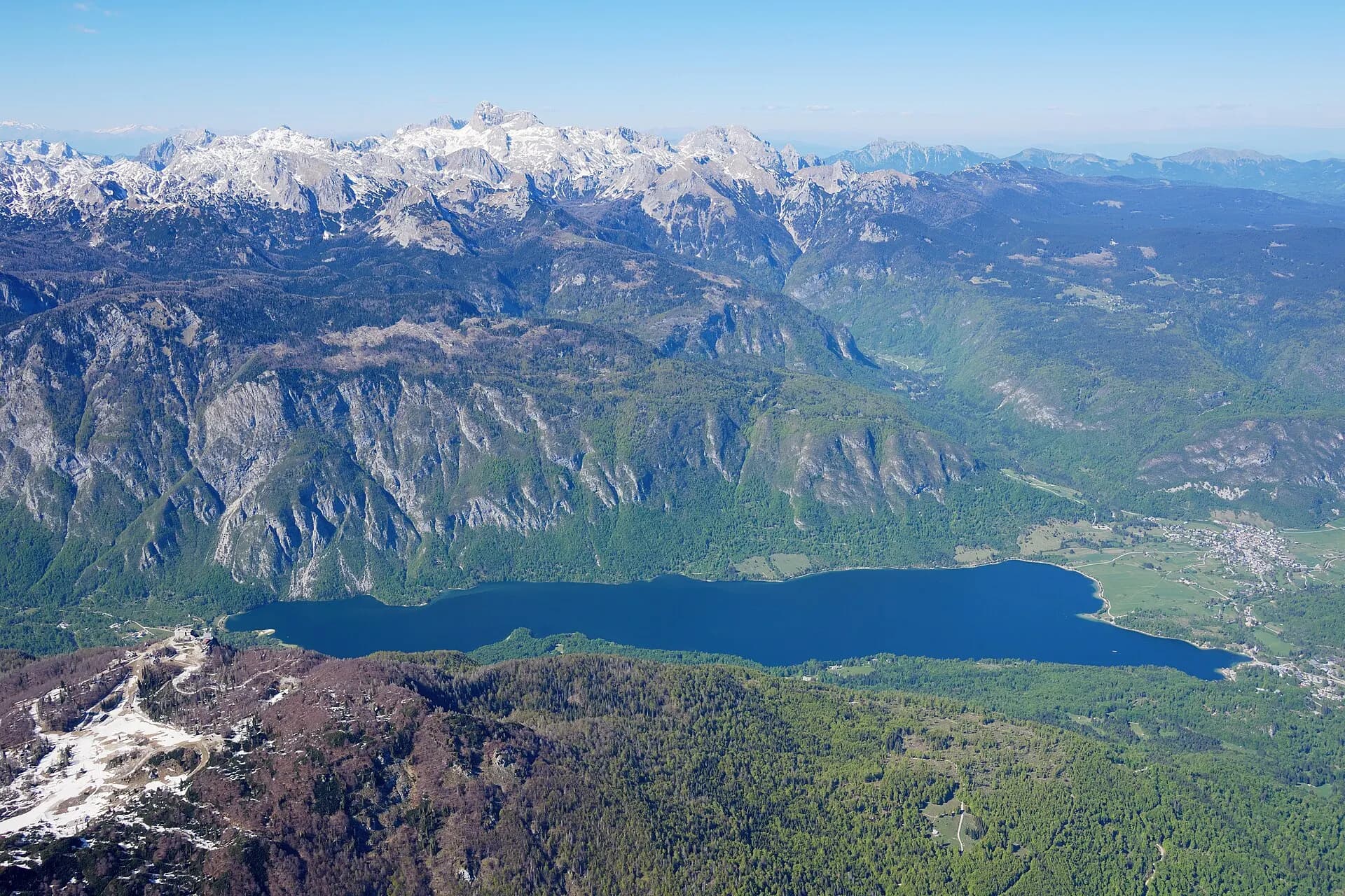 Aerial image of Lake Bohinj (view from the south)
