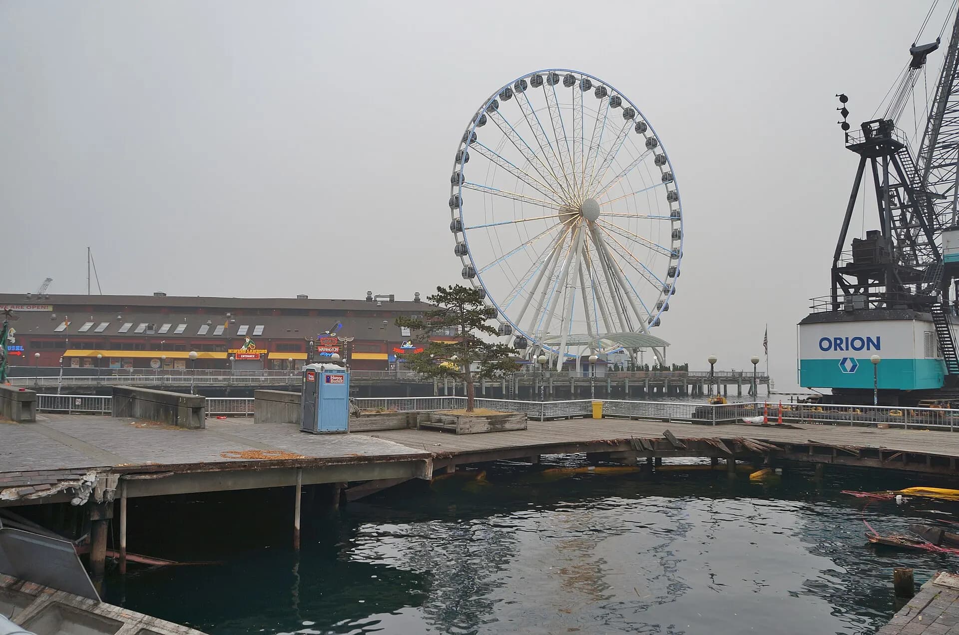 Collapsed section of Waterfront Park (Pier 58), Seattle