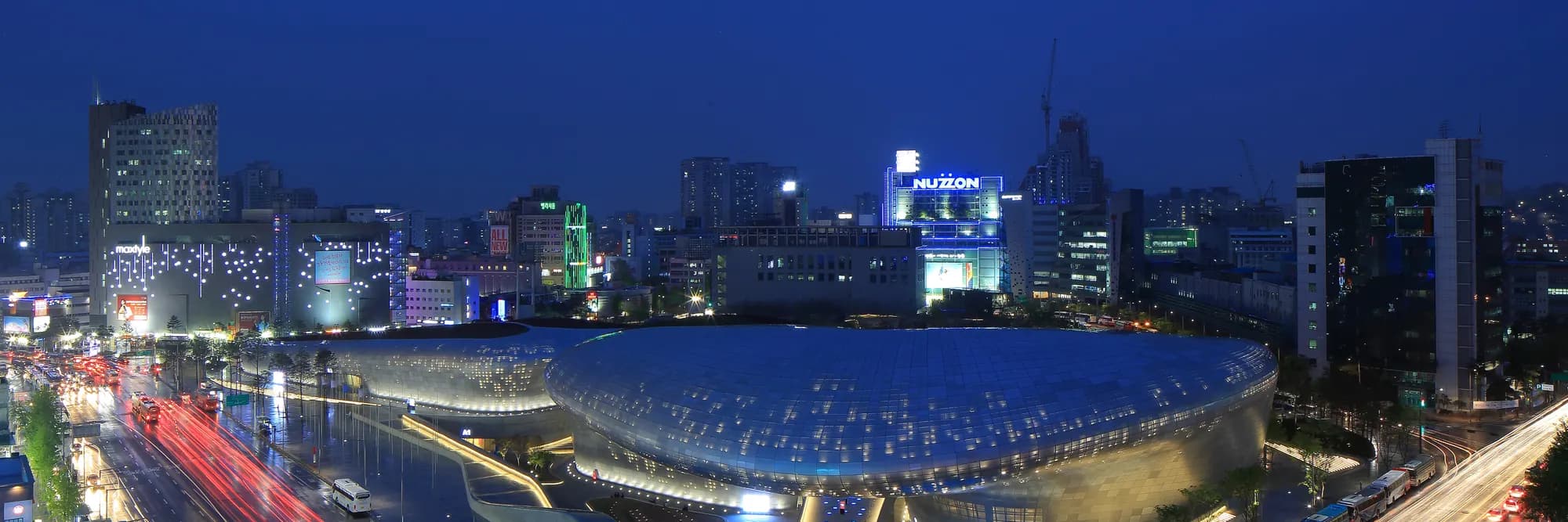 Dongdaemun Design Plaza at night, Seoul, Korea