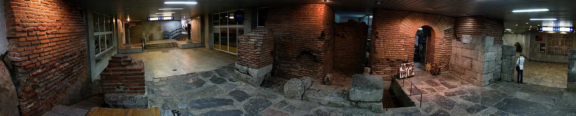 Sofia - The Eastern Gate of Serdica Fortress at the Serdika Metro Station (Panorama)